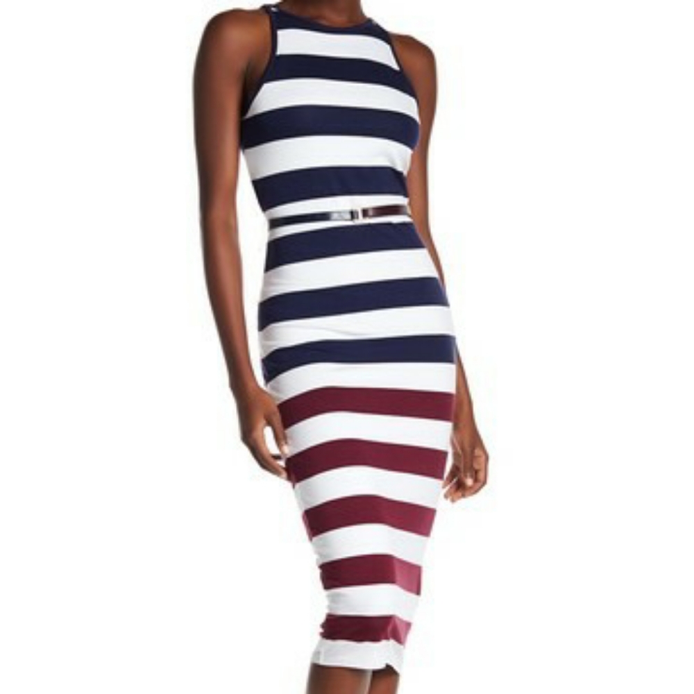 Ted baker yuni stripes rowing dress belt brand new $200++